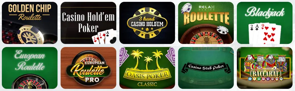 Jeux de table au MONSTER WIN CASINO